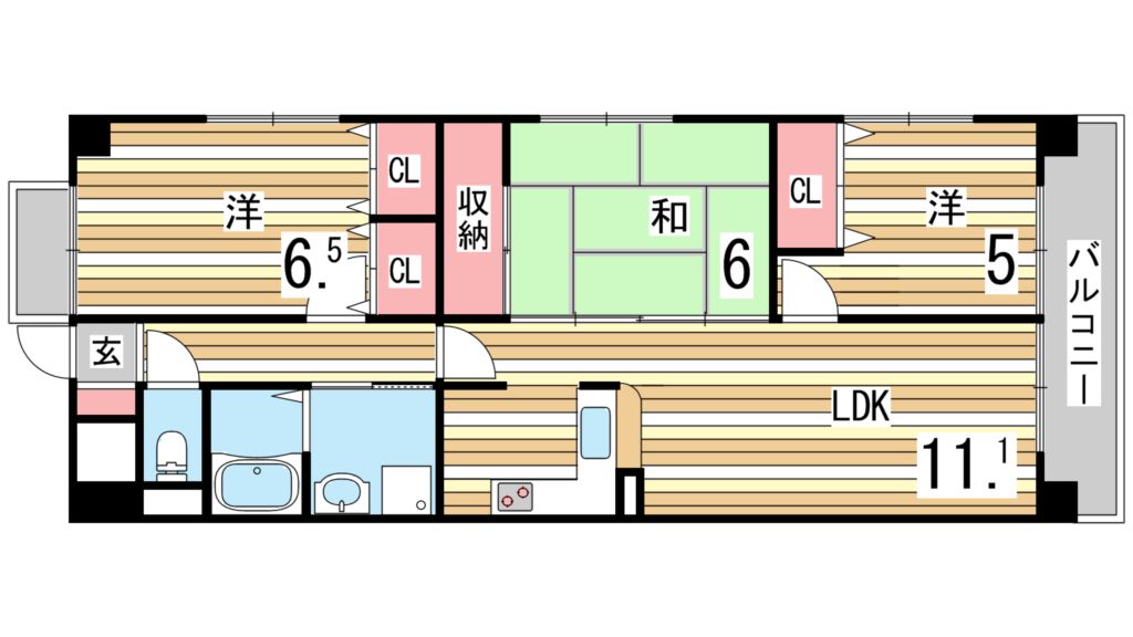 神戸市東灘区甲南町のマンションの間取り