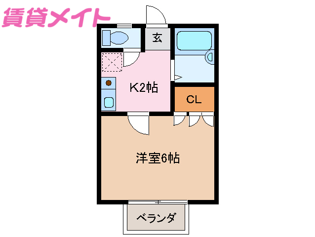 四日市市三ツ谷町のアパートの間取り