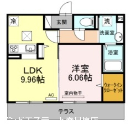 春日市春日原東町のアパートの間取り