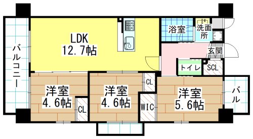 北九州市若松区童子丸のマンションの間取り