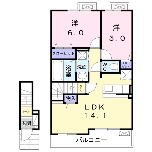 蓮田市藤ノ木のアパートの間取り