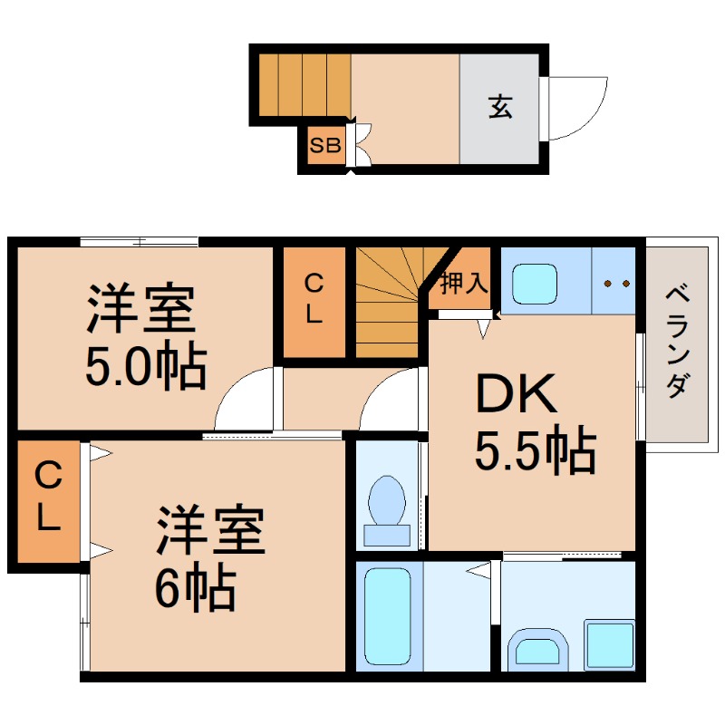 尼崎市杭瀬南新町のアパートの間取り