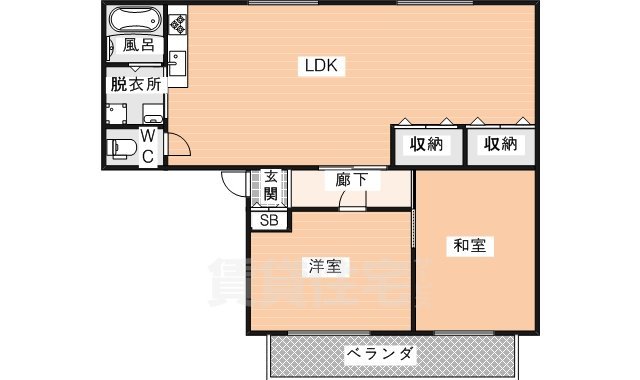 相楽郡精華町光台のアパートの間取り