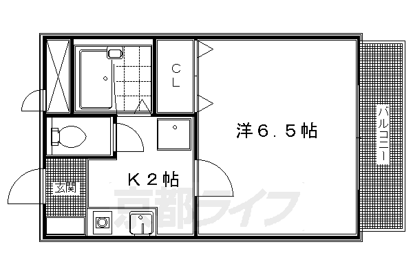 京都市左京区田中東春菜町のマンションの間取り