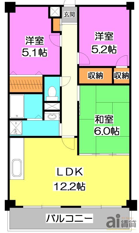 和光市丸山台のマンションの間取り