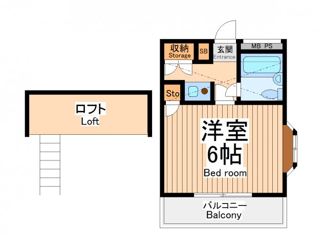 伊勢原市東大竹のアパートの間取り