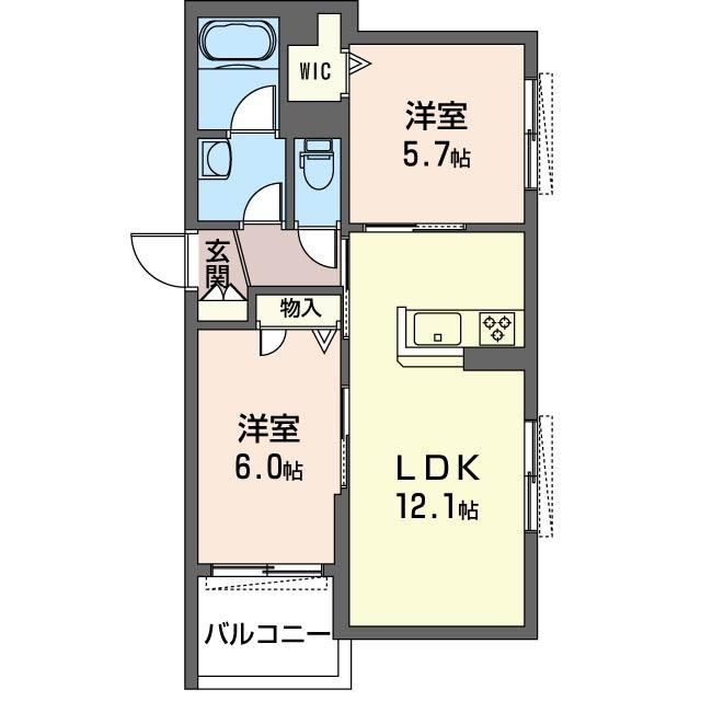 秦野市北矢名のマンションの間取り