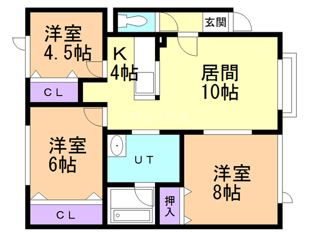 石狩市花川北六条のアパートの間取り