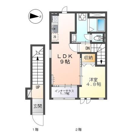 松江市西川津町のアパートの間取り