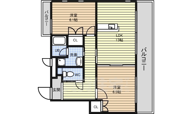 名古屋市中川区広田町のマンションの間取り