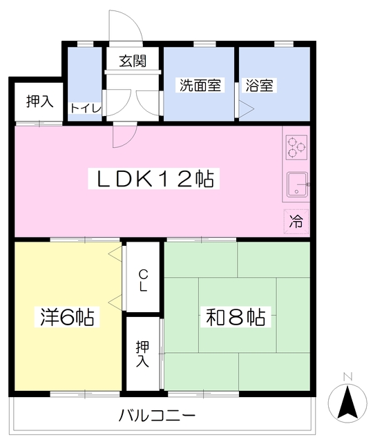 松山市古三津のマンションの間取り