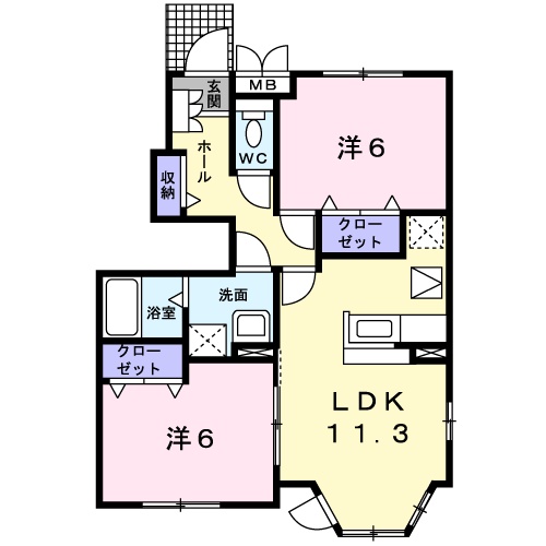 静岡県浜松市中央区佐鳴台３（アパート）の賃貸物件の間取り