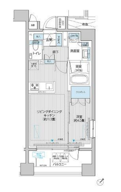 東京都中央区築地７（マンション）の賃貸物件の間取り