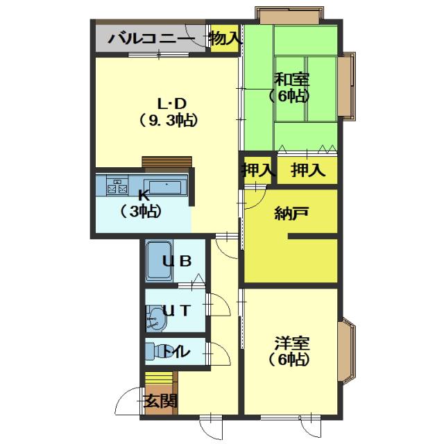 函館市高丘町のアパートの間取り