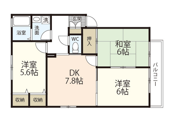 広島市安佐南区川内のアパートの間取り