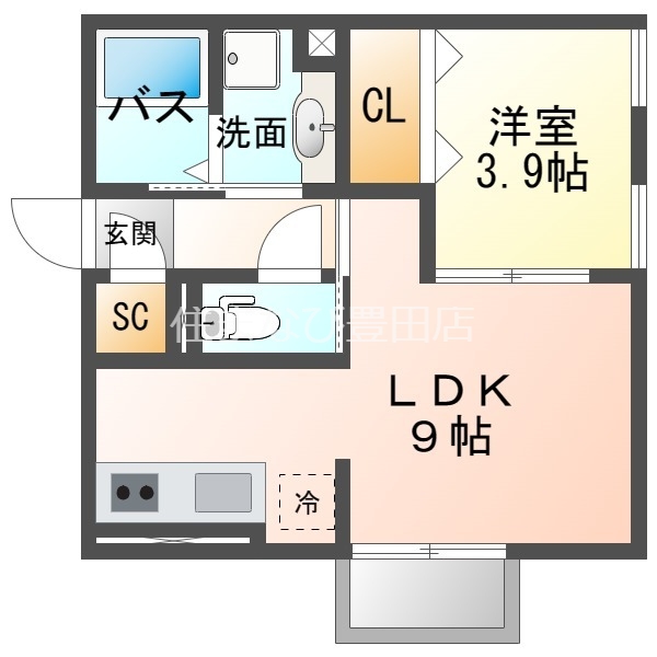 知立市東栄のアパートの間取り