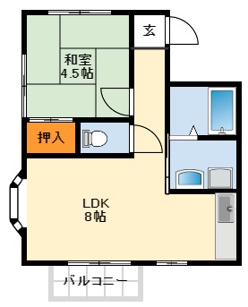 大阪狭山市大野西のアパートの間取り