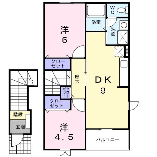 八戸市北白山台のアパートの間取り