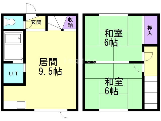 帯広市東三条南のアパートの間取り