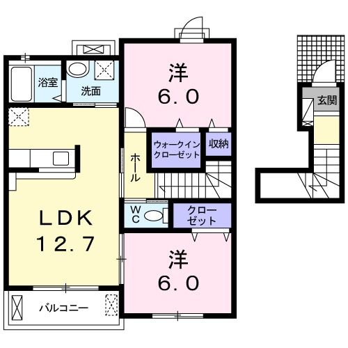 【橿原市五条野町のアパートの間取り】