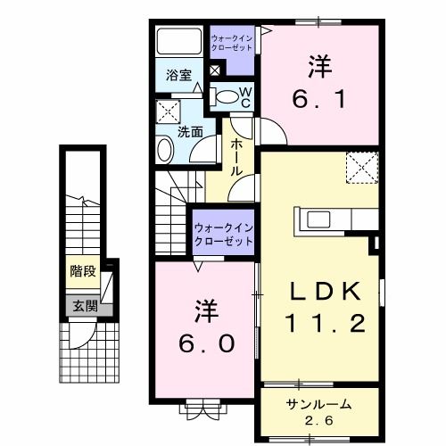 五泉市寺沢のアパートの間取り