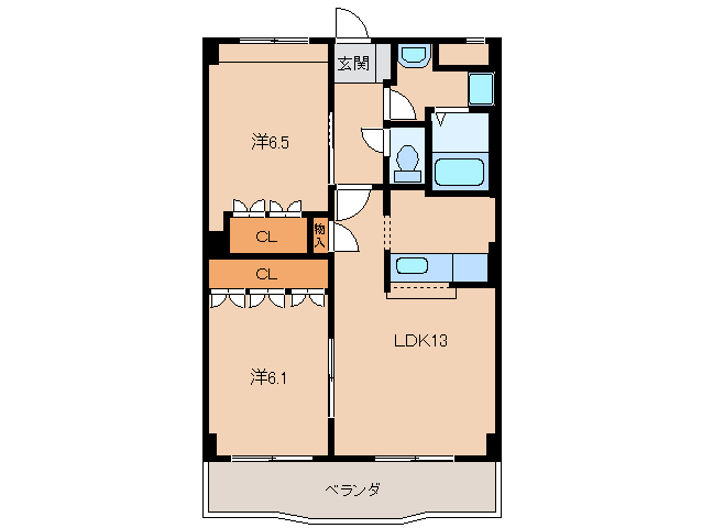 和歌山市松江北のマンションの間取り