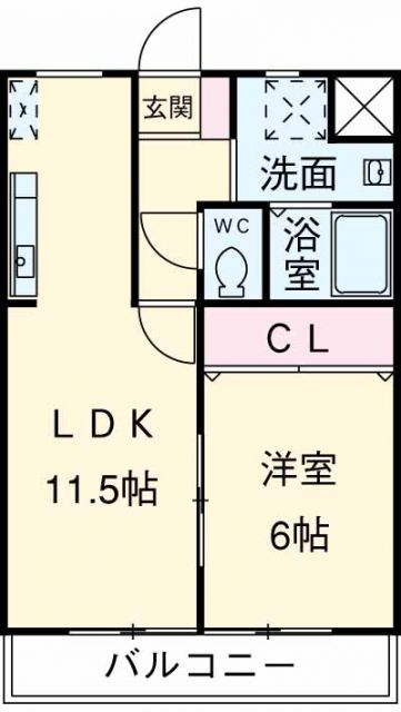 袋井市愛野南のマンションの間取り