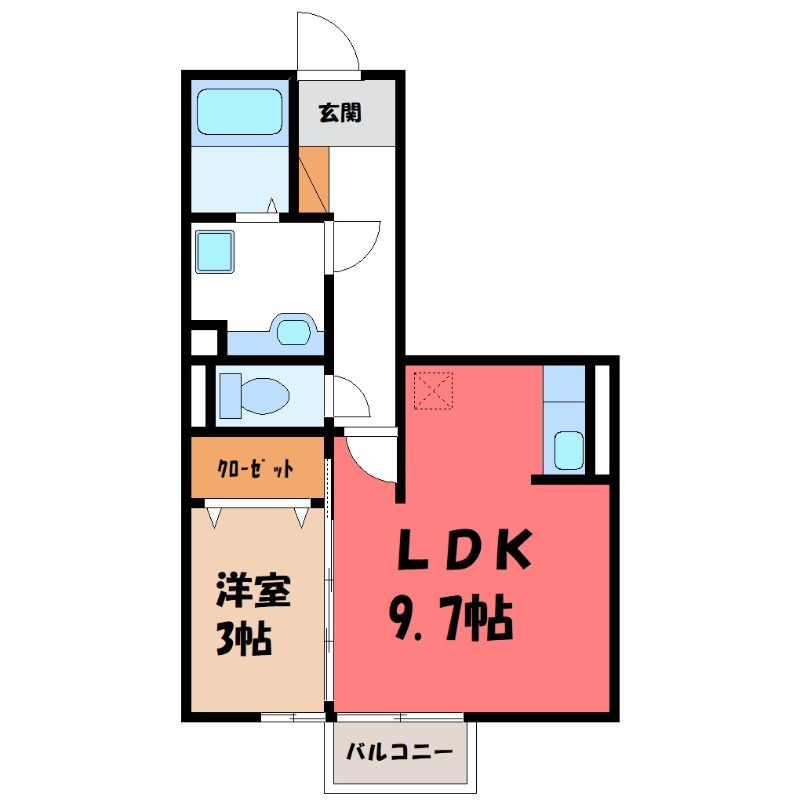 伊勢崎市境女塚のアパートの間取り