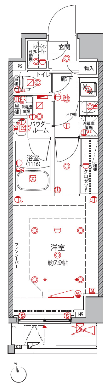 クレイシアＩＤＺ王子の間取り