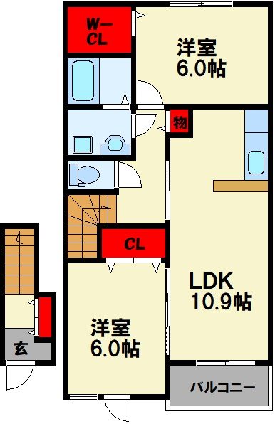 田川市大字伊田のアパートの間取り