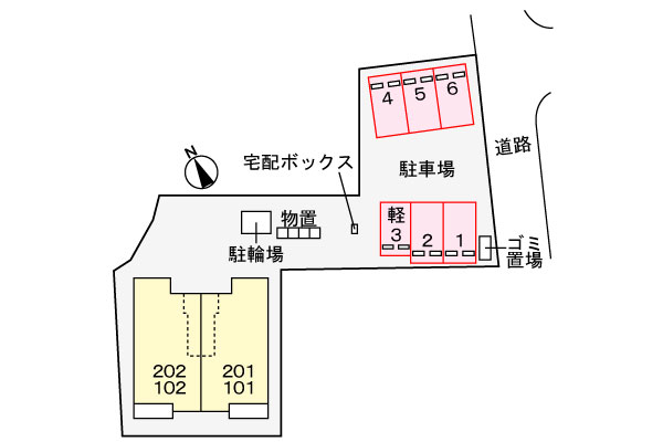 【松江市玉湯町玉造のアパートの駐車場】