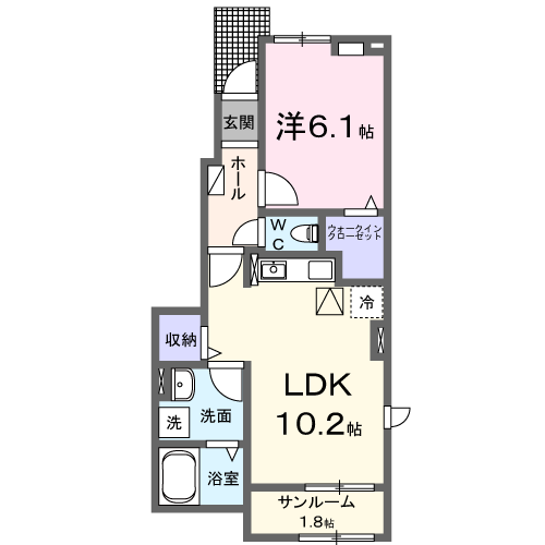 【松江市玉湯町玉造のアパートの間取り】