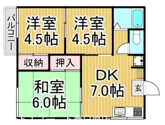 福岡市東区香椎のアパートの間取り