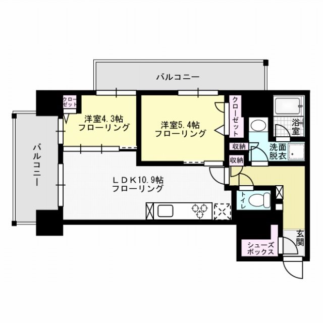 福岡市中央区白金のマンションの間取り