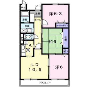 泉大津市寿町のマンションの間取り