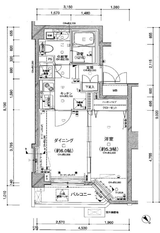 中央区銀座のマンションの間取り