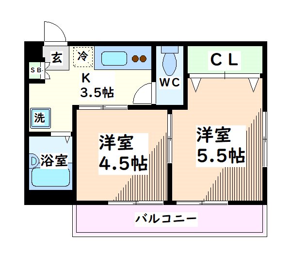 立川市富士見町のマンションの間取り