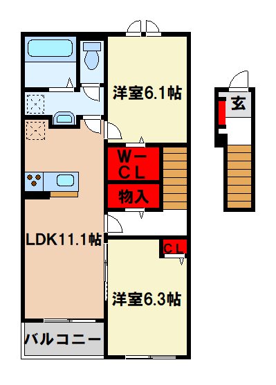 朝倉郡筑前町依井のアパートの間取り