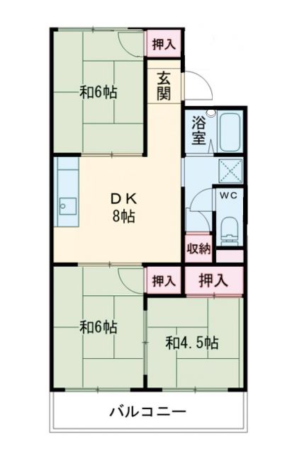 岡山市中区中井のアパートの間取り