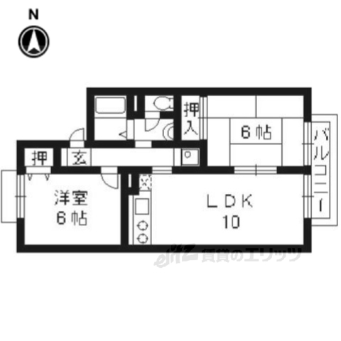 長岡京市粟生のアパートの間取り