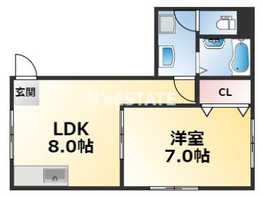 神戸市兵庫区大開通のマンションの間取り