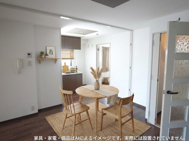 居室・リビング　※家具・家電・備品等はＡＩ画像生成により配置例を示したもので