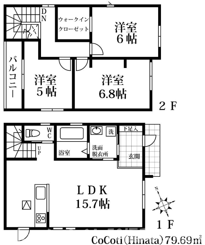 ＪＲ篠栗線 門松駅 徒歩17分 2階建 築6年の間取り写真