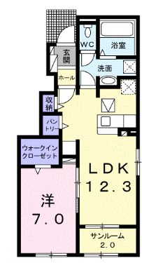 井原市西江原町のアパートの間取り