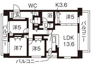 札幌市豊平区平岸一条のマンションの間取り