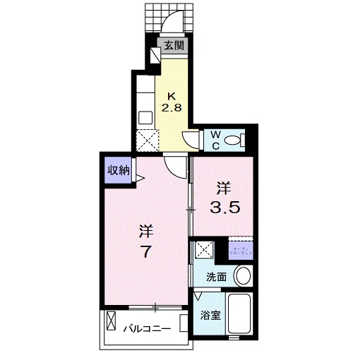 近江八幡市安土町小中のアパートの間取り