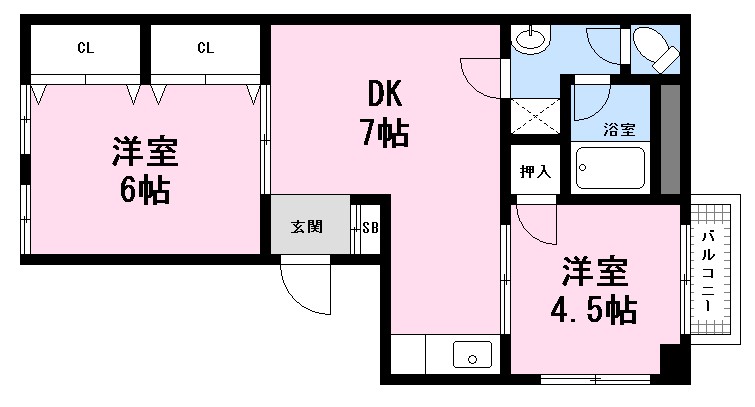 広島県広島市西区天満町（マンション）の賃貸物件の間取り