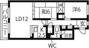 札幌市中央区南二十三条西のマンションの間取り