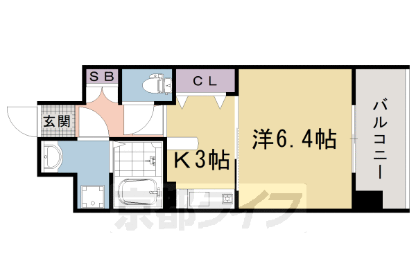 京都市右京区西院東中水町のマンションの間取り