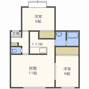 札幌市東区北三十一条東のアパートの間取り